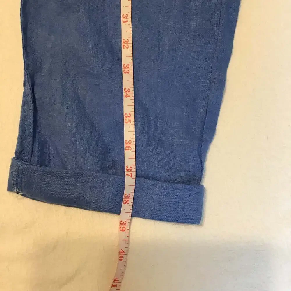 H&M Premium Selection XL Natural Linen Drawstring Pants Blue Summer Boho